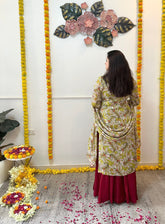 Mehndi printed silk chiffon skirt set - kasumi.in